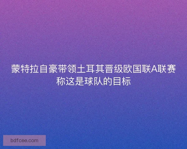 蒙特拉自豪带领土耳其晋级欧国联A联赛称这是球队的目标